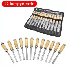 Набор резцов по дереву - 12 штук - Набор стамесок в настенном органайзере